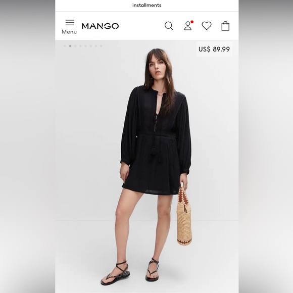 mango textured dress with bows - Picture 2 of 7